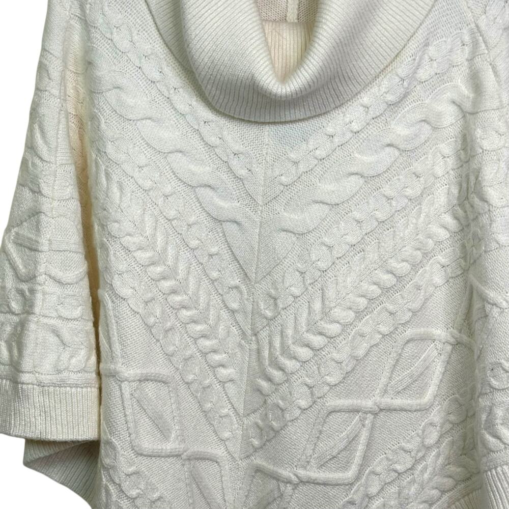 Talbots Size Medium Off White Turtle Neck Cable K… - image 4